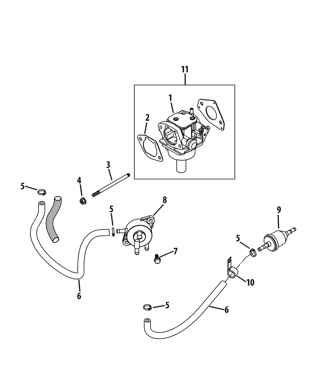 Kohler Sv715-3025 Fuel System Diagram and Parts List for Z-FORCE48 (17BF3AGV-17BF3AGV010)(2010) Cub Cadet Lawn Tractor